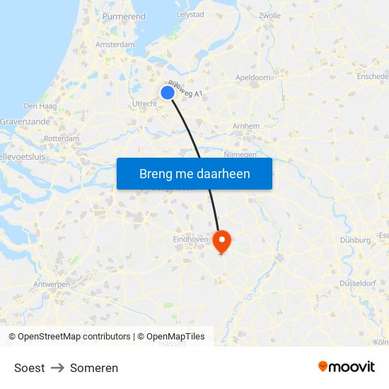 Soest to Someren map