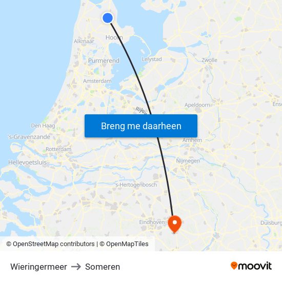 Wieringermeer to Someren map