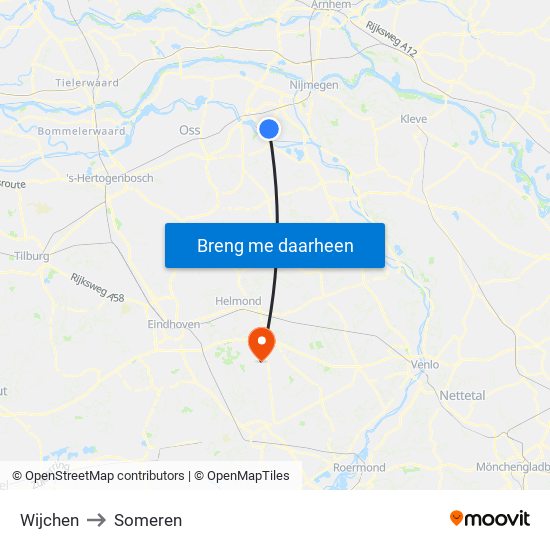 Wijchen to Someren map