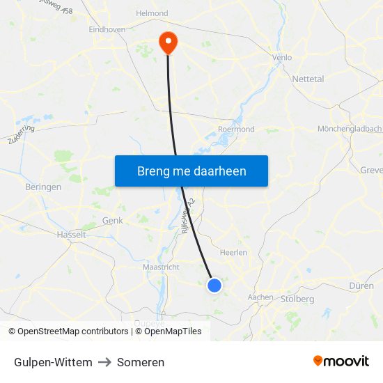 Gulpen-Wittem to Someren map