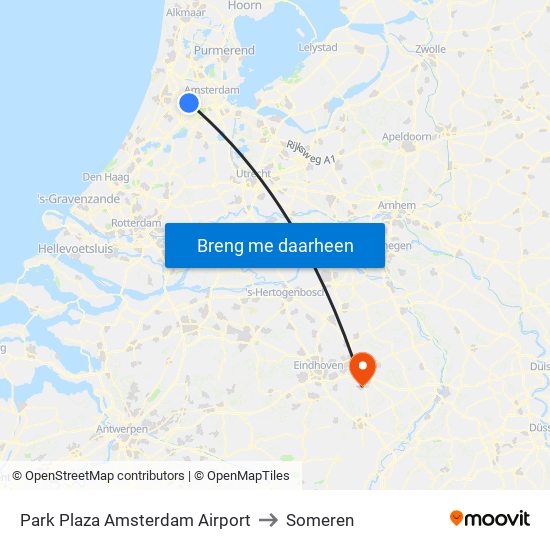 Park Plaza Amsterdam Airport to Someren map