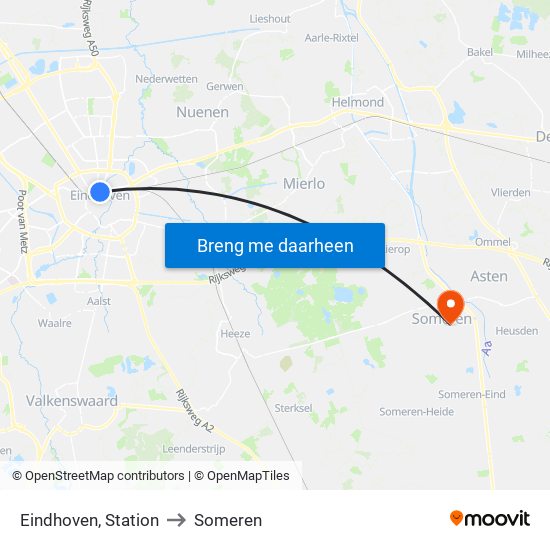 Eindhoven, Station to Someren map