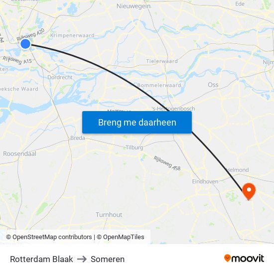 Rotterdam Blaak to Someren map