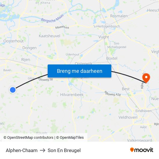 Alphen-Chaam to Son En Breugel map