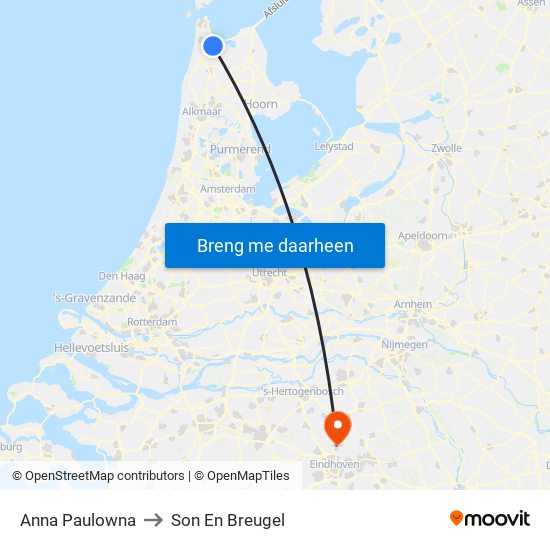 Anna Paulowna to Son En Breugel map