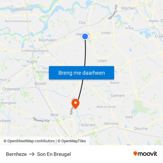 Bernheze to Son En Breugel map