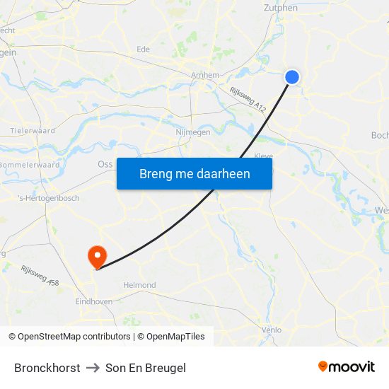 Bronckhorst to Son En Breugel map