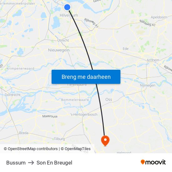 Bussum to Son En Breugel map