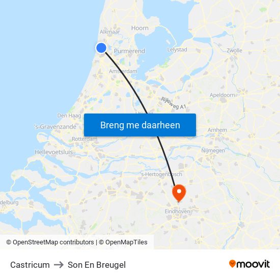 Castricum to Son En Breugel map