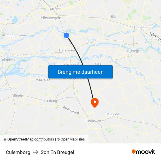 Culemborg to Son En Breugel map