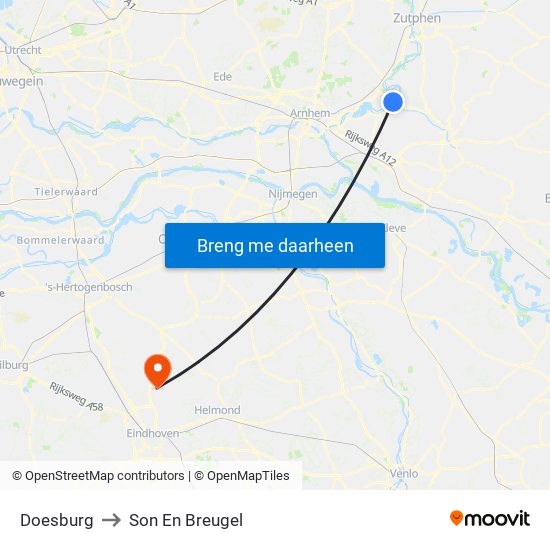 Doesburg to Son En Breugel map