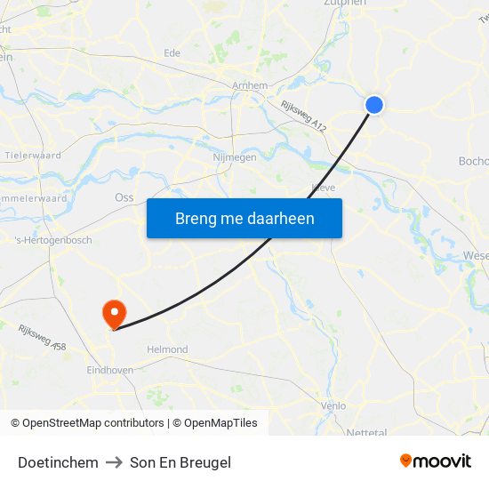 Doetinchem to Son En Breugel map