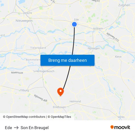 Ede to Son En Breugel map