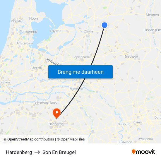 Hardenberg to Son En Breugel map