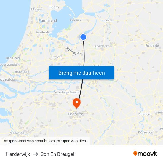 Harderwijk to Son En Breugel map