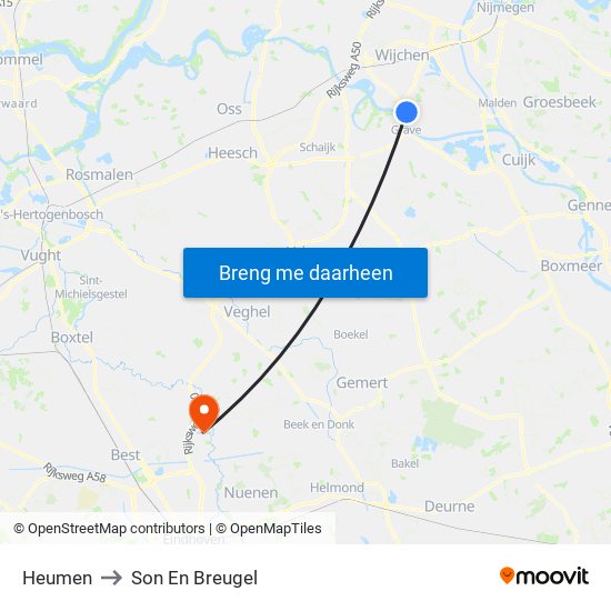 Heumen to Son En Breugel map