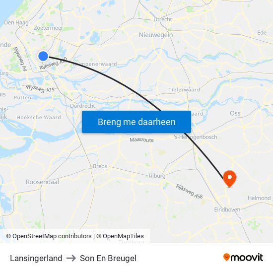 Lansingerland to Son En Breugel map