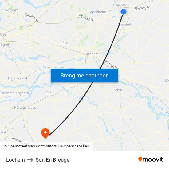 Lochem to Son En Breugel map