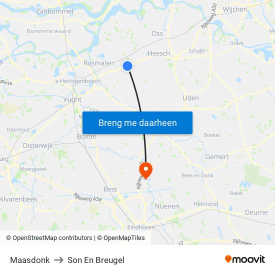 Maasdonk to Son En Breugel map