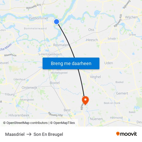 Maasdriel to Son En Breugel map