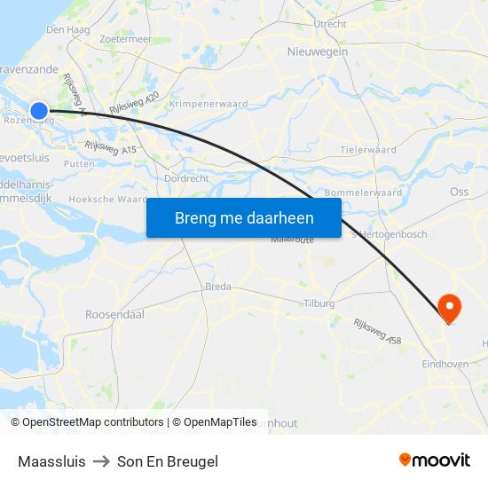 Maassluis to Son En Breugel map