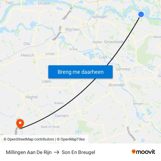 Millingen Aan De Rijn to Son En Breugel map