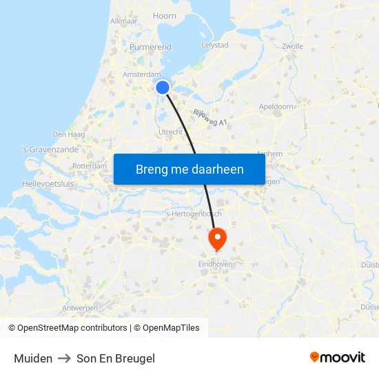 Muiden to Son En Breugel map