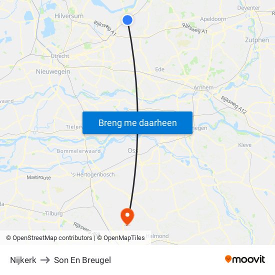 Nijkerk to Son En Breugel map