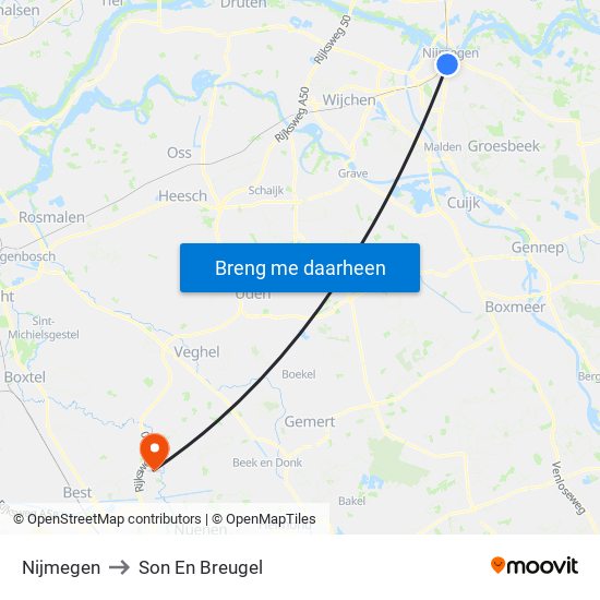 Nijmegen to Son En Breugel map