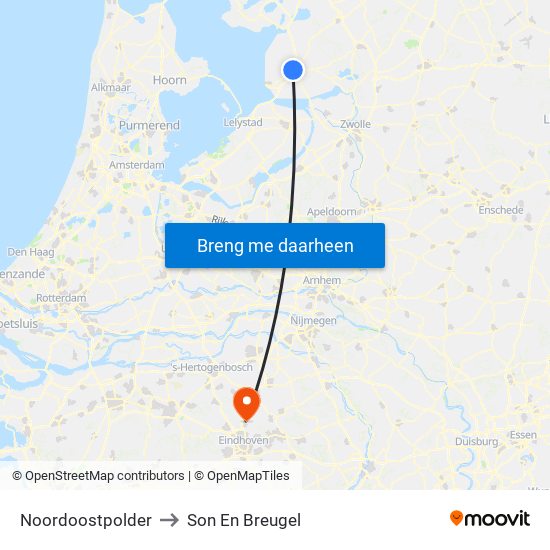 Noordoostpolder to Son En Breugel map