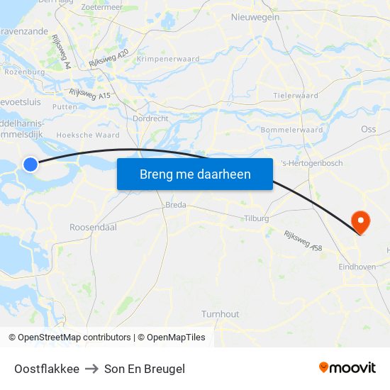 Oostflakkee to Son En Breugel map
