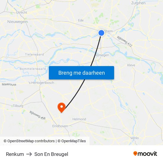 Renkum to Son En Breugel map