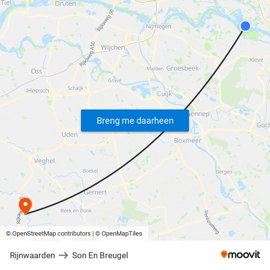 Rijnwaarden to Son En Breugel map