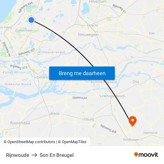 Rijnwoude to Son En Breugel map