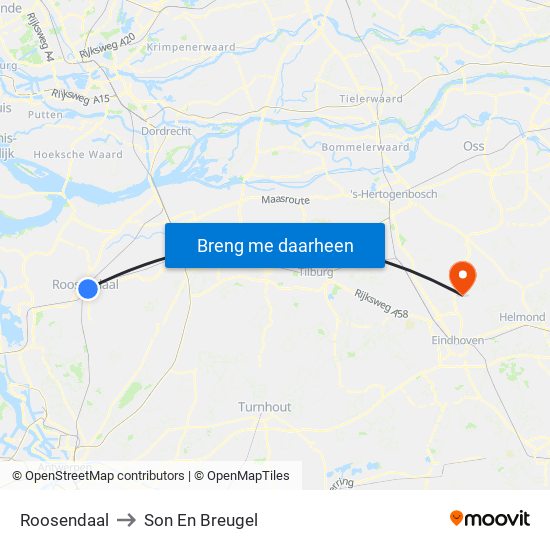 Roosendaal to Son En Breugel map