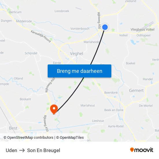 Uden to Son En Breugel map