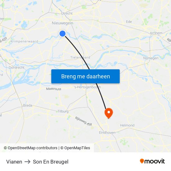 Vianen to Son En Breugel map