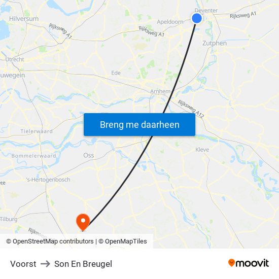 Voorst to Son En Breugel map