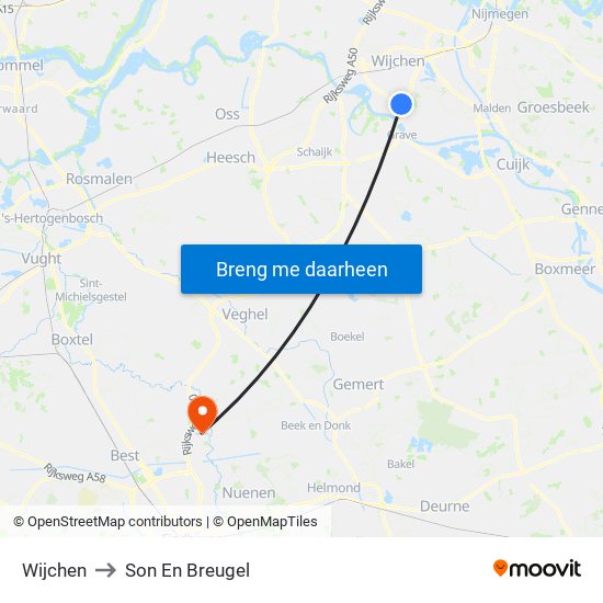 Wijchen to Son En Breugel map