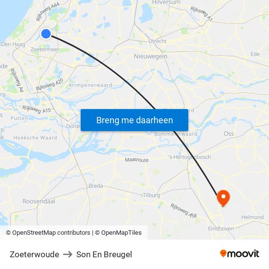 Zoeterwoude to Son En Breugel map