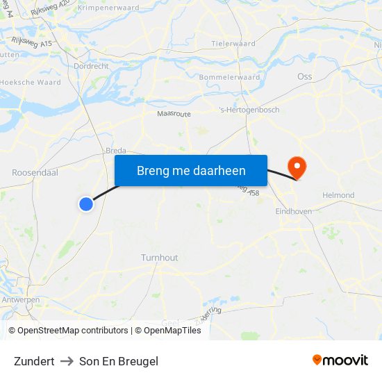 Zundert to Son En Breugel map