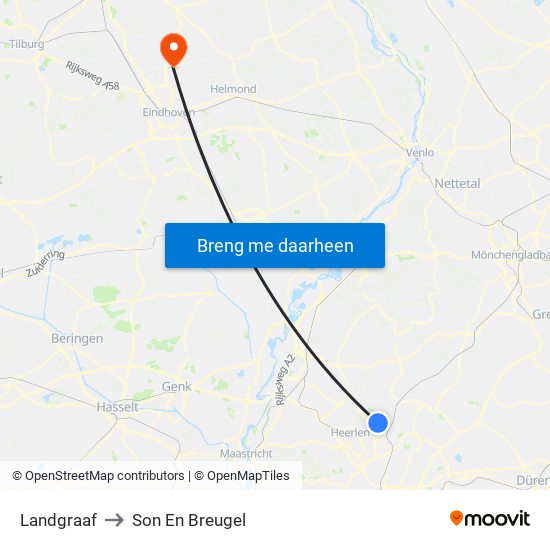Landgraaf to Son En Breugel map