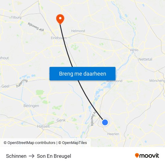 Schinnen to Son En Breugel map