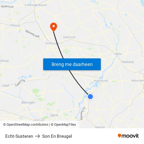 Echt-Susteren to Son En Breugel map