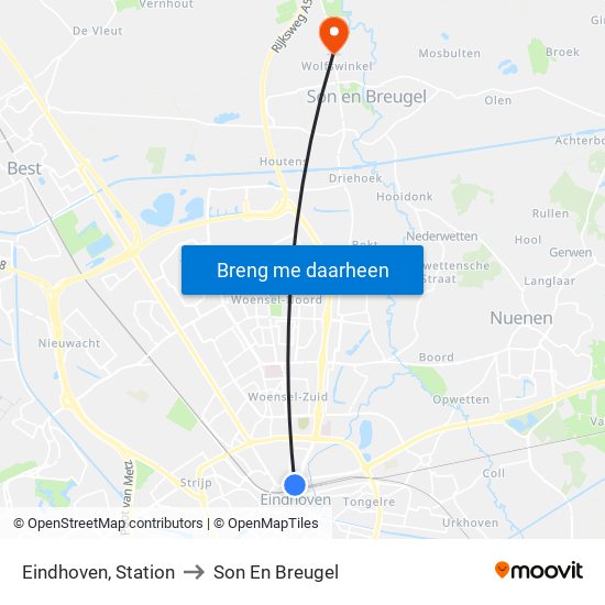 Eindhoven, Station to Son En Breugel map