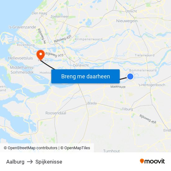 Aalburg to Spijkenisse map