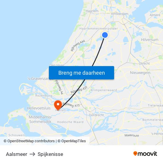 Aalsmeer to Spijkenisse map