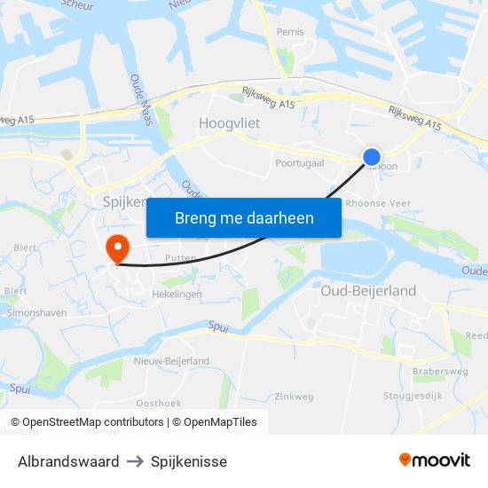 Albrandswaard to Spijkenisse map