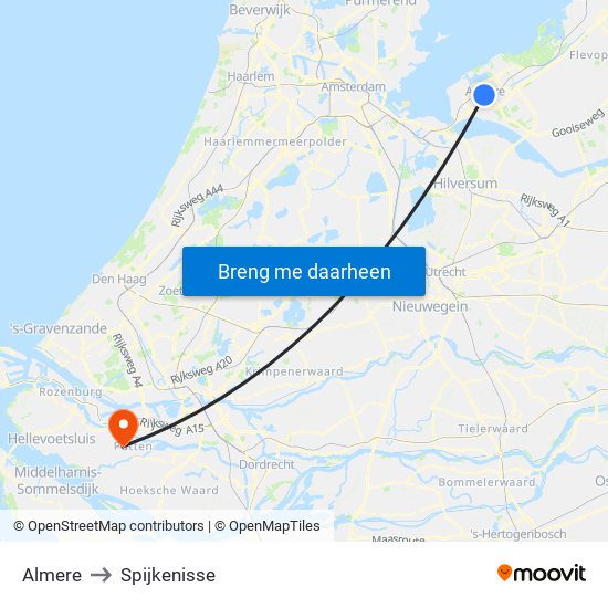 Almere to Spijkenisse map