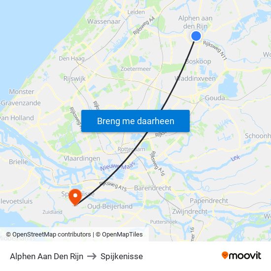 Alphen Aan Den Rijn to Spijkenisse map